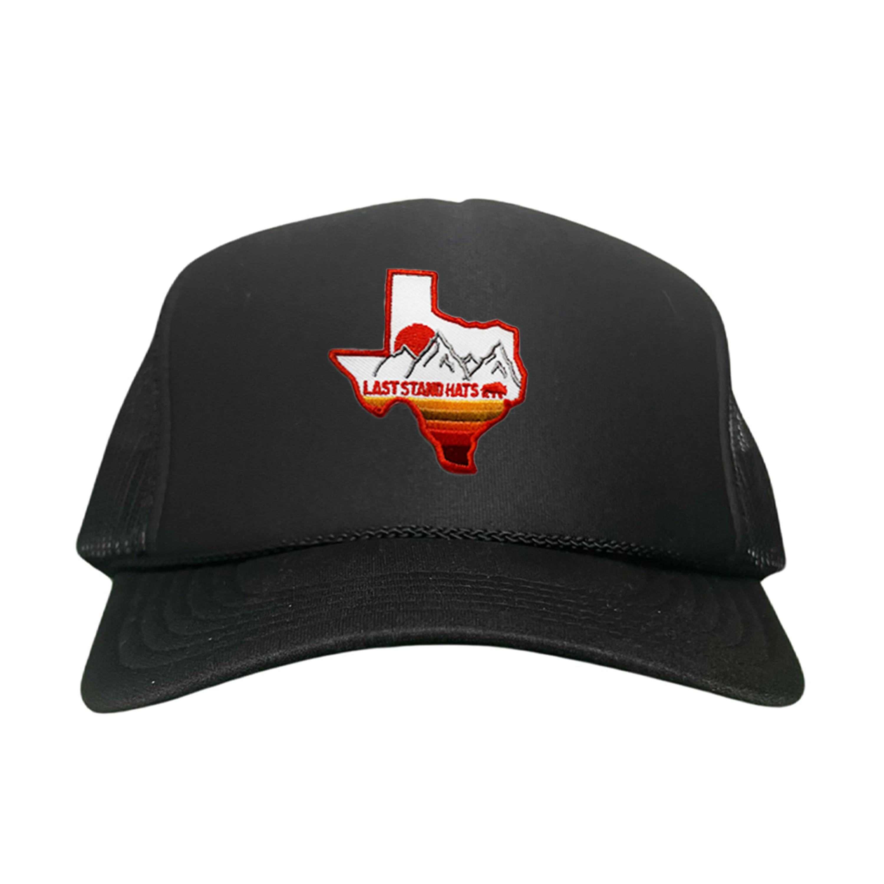 Texas Mountains Orange Rope Hat - Adjustable Trucker Cap