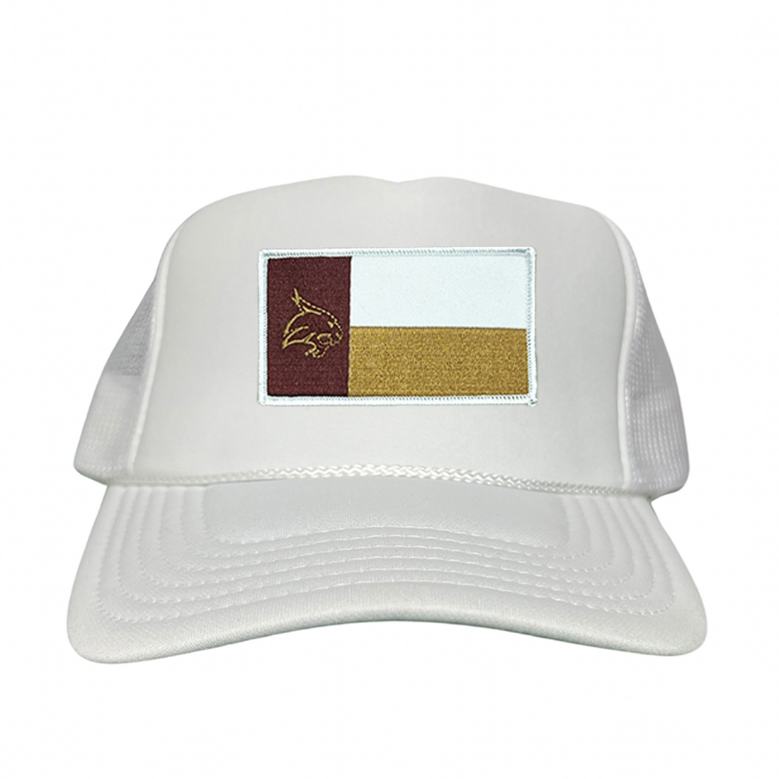 Texas State Bobcats University Flag Patch Hat Maroon White Gold