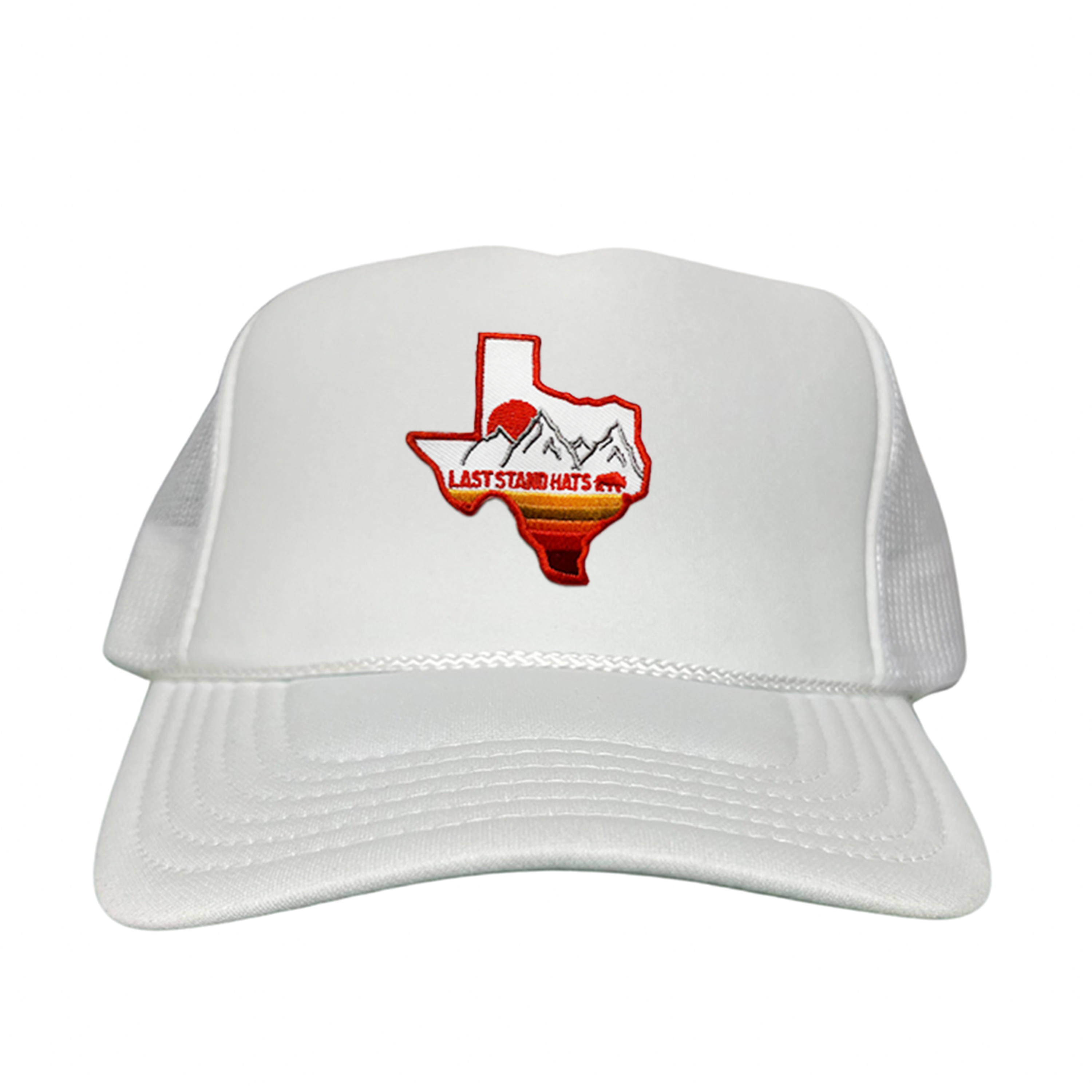 Texas Mountains Orange Rope Hat - Adjustable Trucker Cap