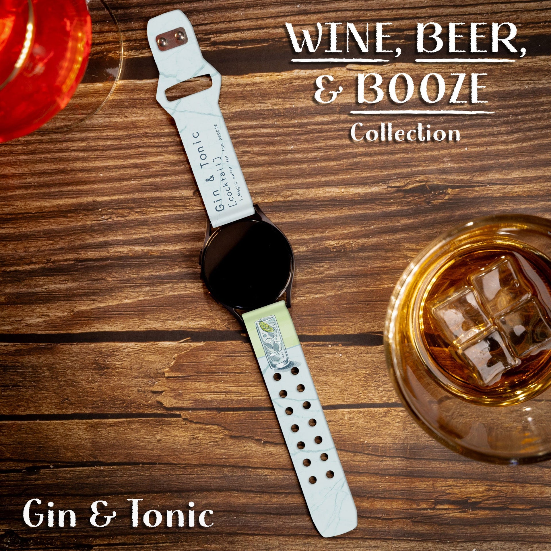 Wine, Beer & Booze 20mm Silicone Watch Band for Smartwatches