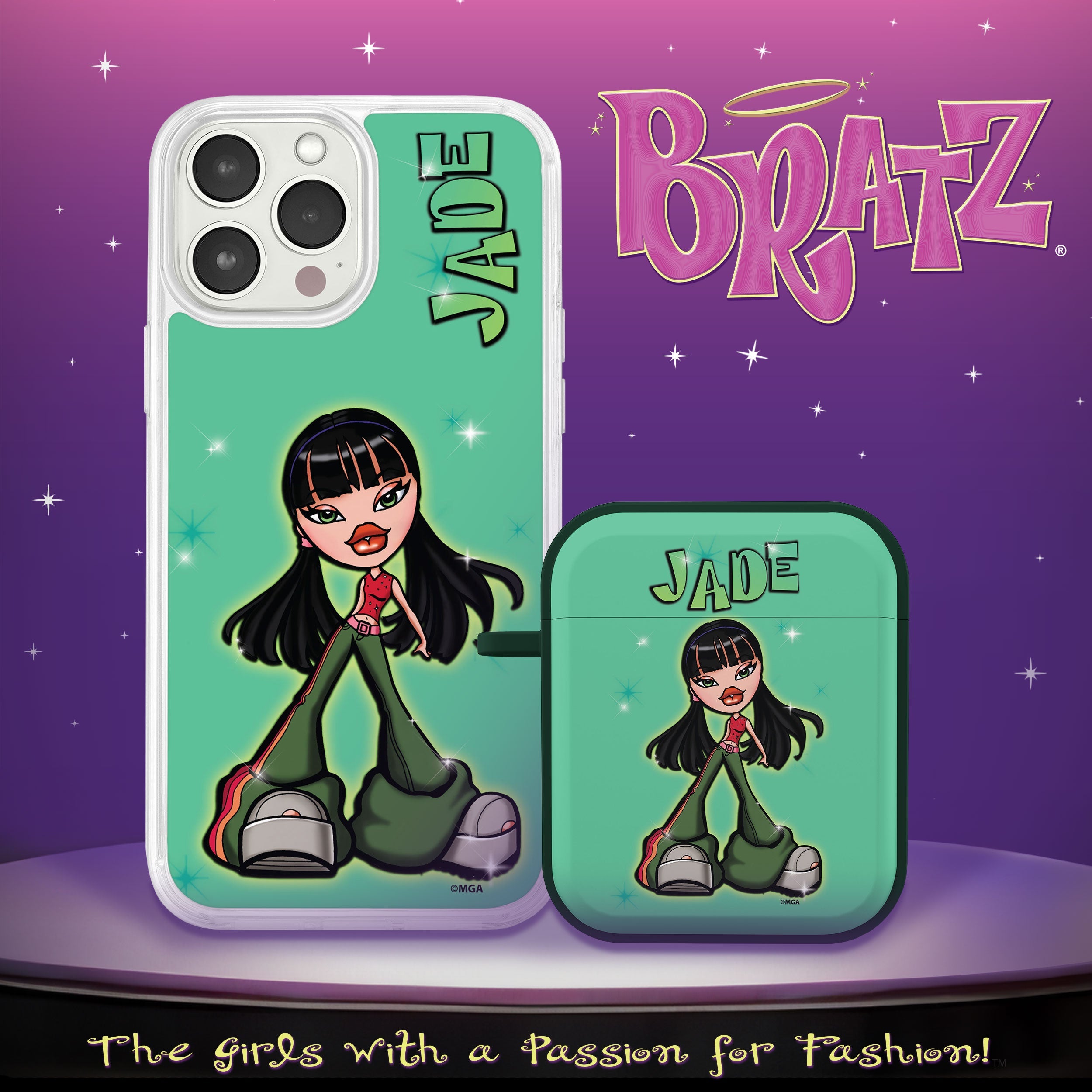 Bratz® Passion For Fashion HD Apple iPhone 14 Mag-Safe Phone Case and AirPods Gen 1 & 2 Combo Package