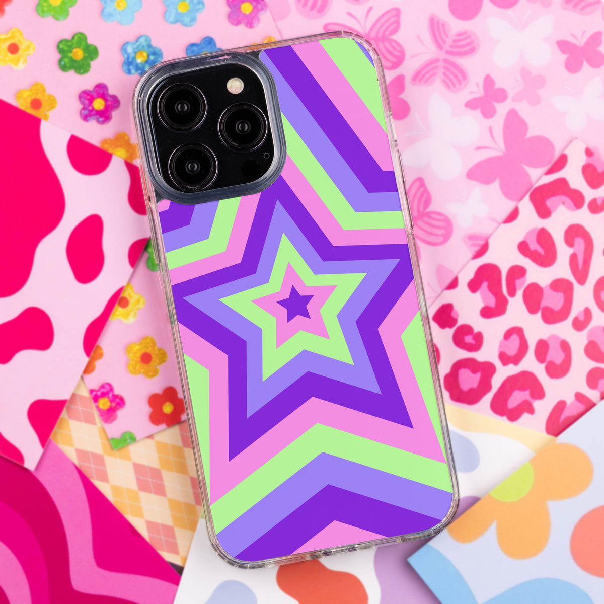Y2K Checkerboard iPhone 11 Series Case - Pink, Green, Blue
