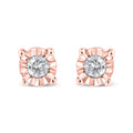 10K Yellow Gold Plated .925 Sterling Silver 1/10 Cttw Round Brilliant-Cut Diamond Miracle-Set Stud Earrings (J-K Color, I3 Clarity)