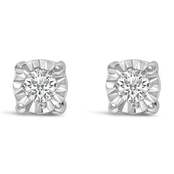 .925 Sterling Silver 1/10 Cttw Round Brilliant-Cut Lab Grown Diamond Miracle-Set Stud Earrings (F-G Color, VS1-VS2 Clarity)