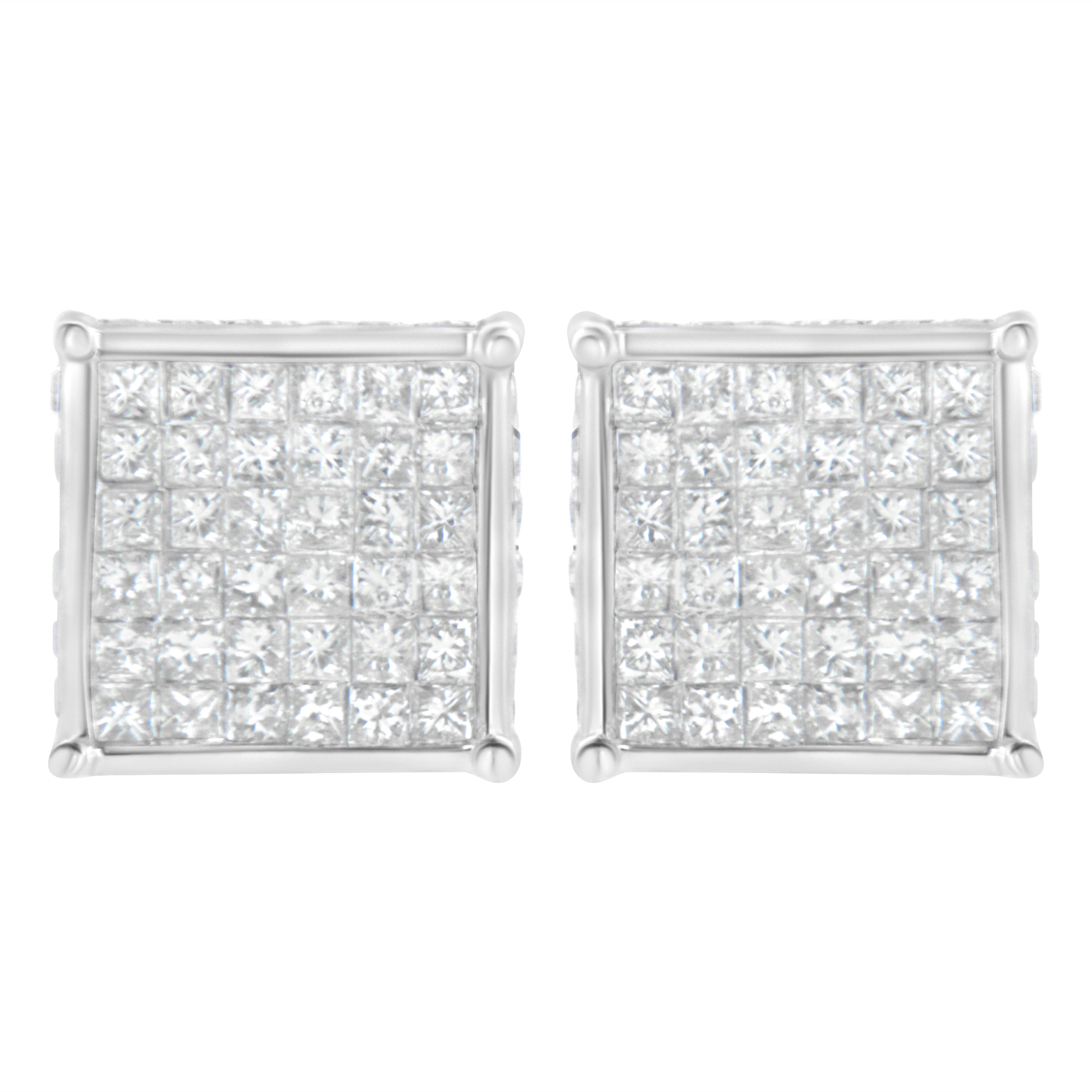 10K White Gold 2ct TDW Princess-Cut Composite Diamond Stud Earring (I-J ,I2-I3)