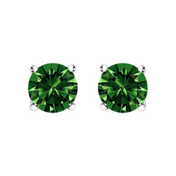 14K White Gold 1/2 Cttw Lab Grown Green Diamond Classic Solitaire Stud Earrings with Pushback