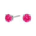14K White Gold 1.0 Cttw Round Brilliant Cut Lab Grown Pink Diamond 4-Prong Classic Solitaire Earrings (Pink Color, VVS2-VS1 Clarity)