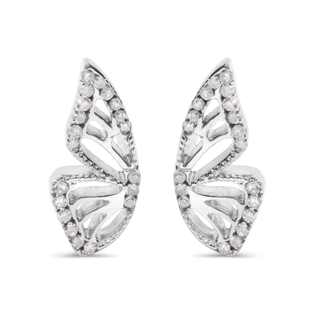 .925 Sterling Silver 1/6ct TDW Diamond Butterfly Earrings