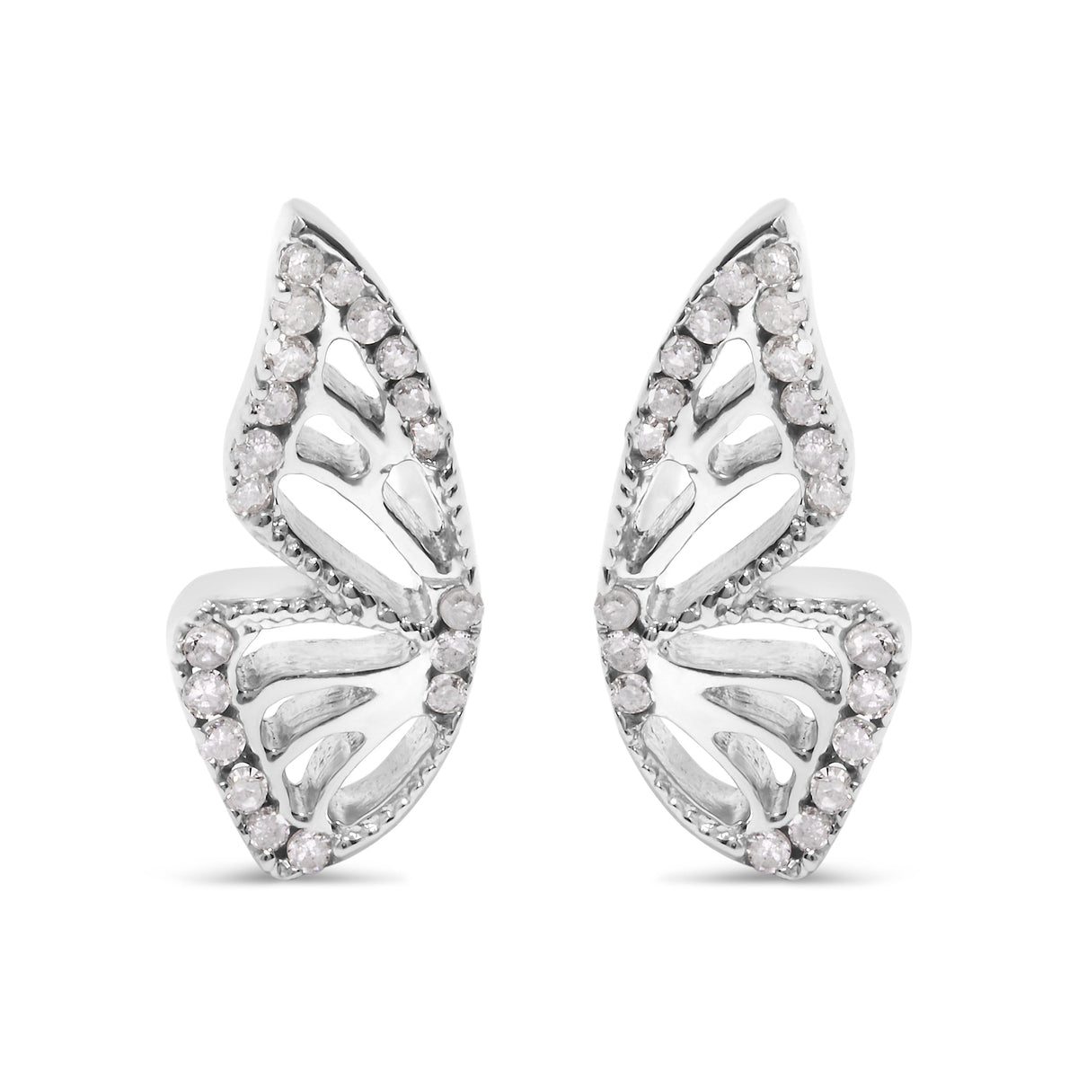 .925 Sterling Silver 1/6ct TDW Diamond Butterfly Earrings