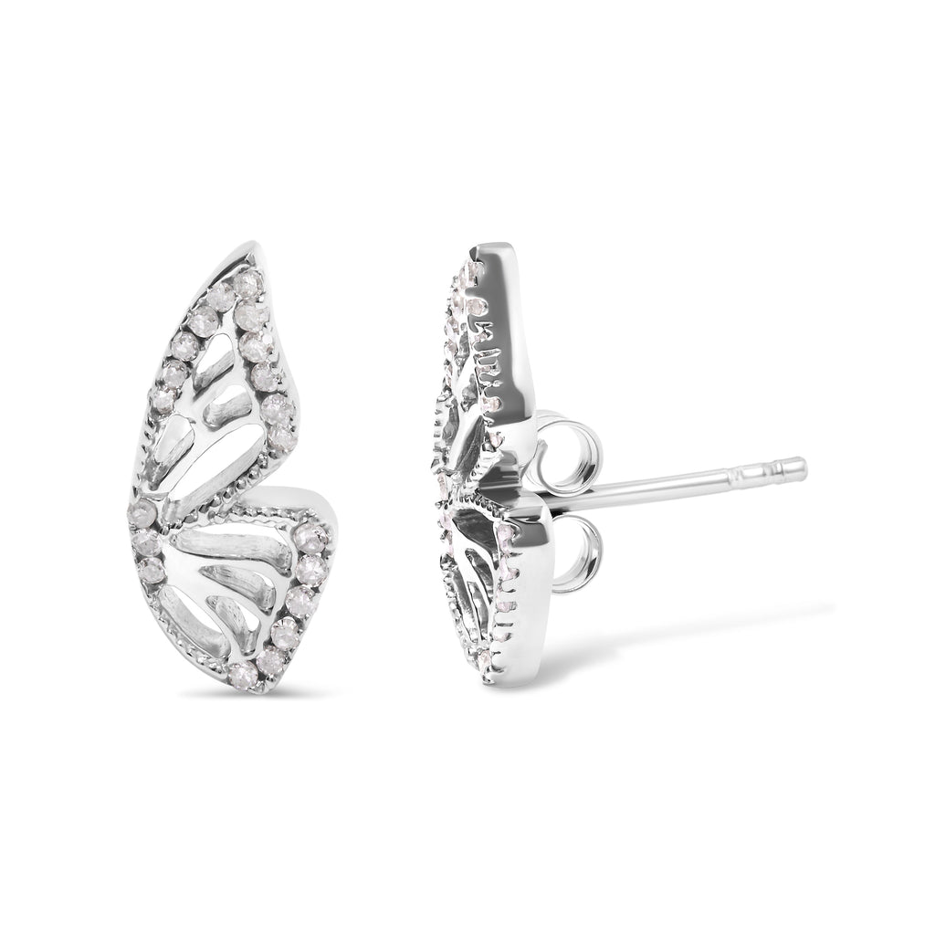 .925 Sterling Silver 1/6ct TDW Diamond Butterfly Earrings