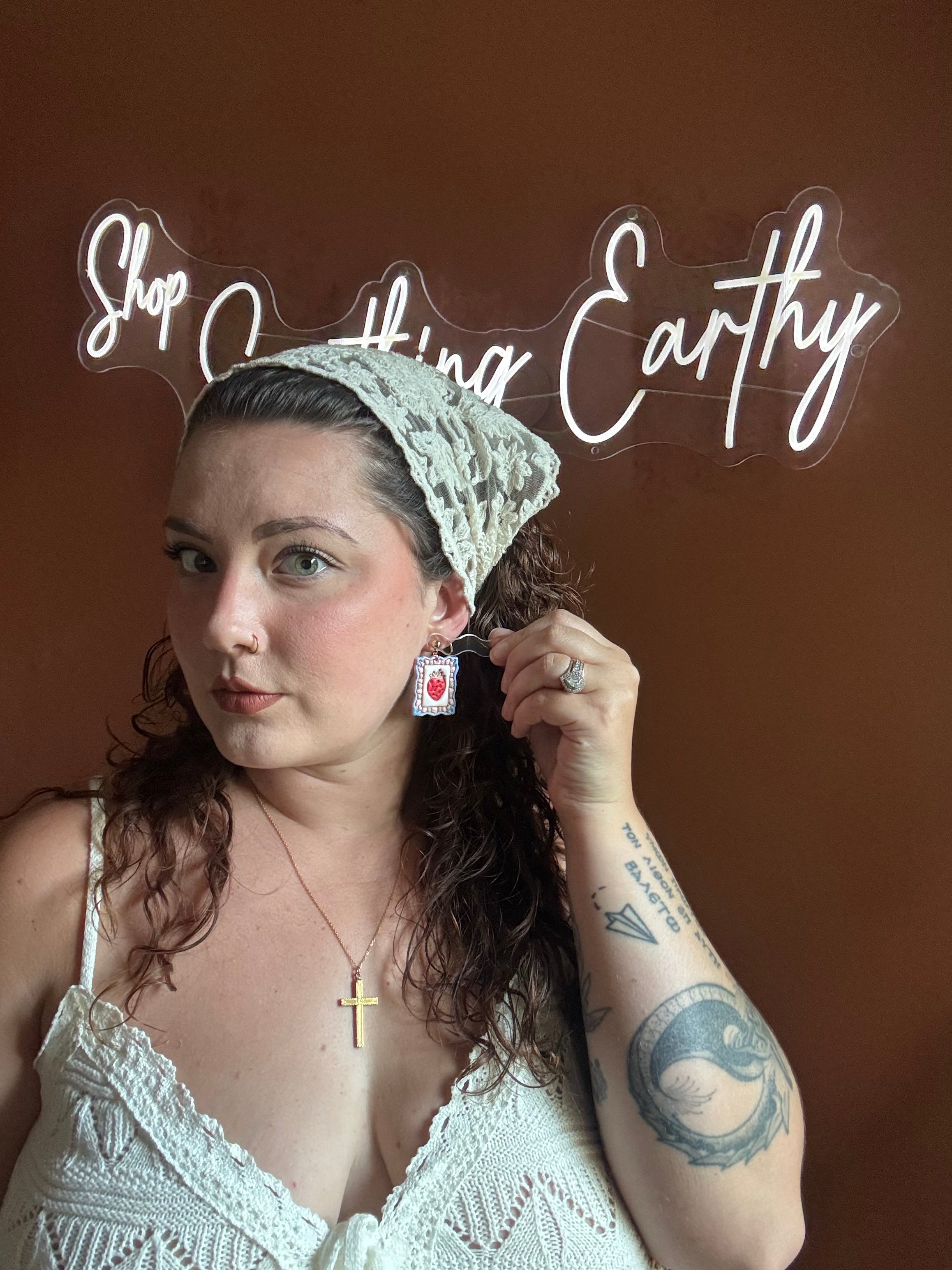 Strawberry Stamps Earrings in Red, White, Blue, Pink and Green