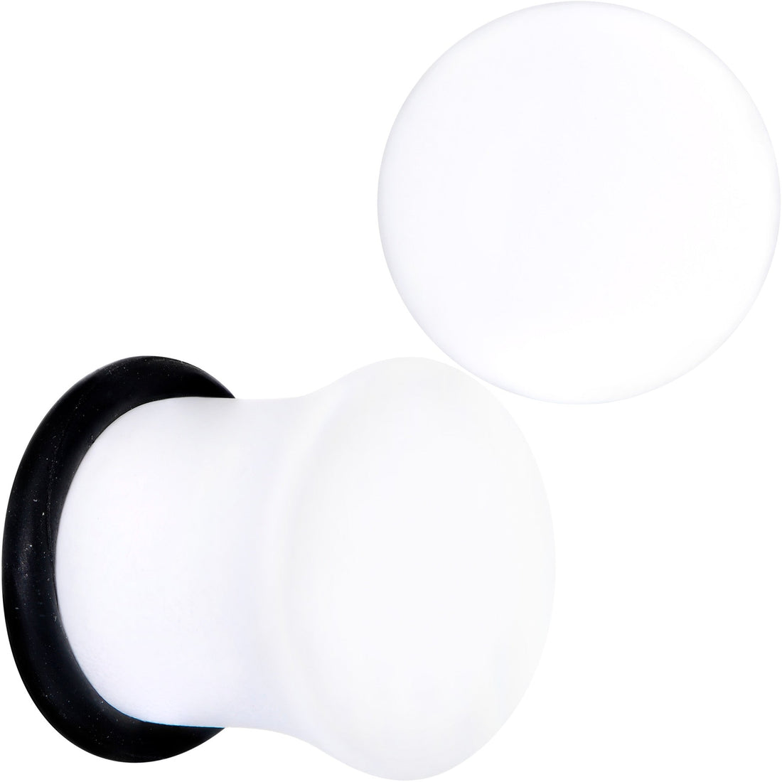White Matte Acrylic Single Flare Plug Ear Gauge Set - Image 11