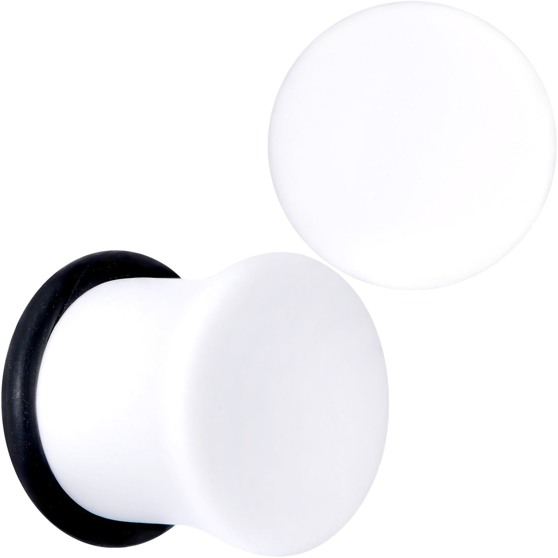 White Matte Acrylic Single Flare Plug Ear Gauge Set - Image 12