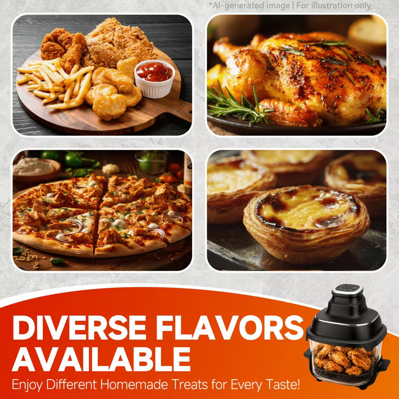 12-in-1 Multi-Function Visual Glass Air Fryer with Viewing Window