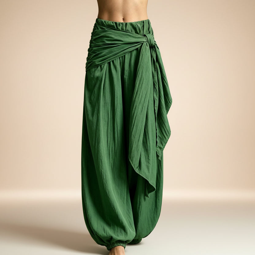 Women's High-Waist Tie-Waist Wide-Leg Pants