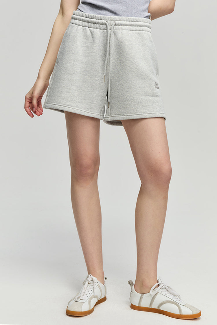 Relaxed Fit French Terry Shorts in Light Heather Grey & Onyx