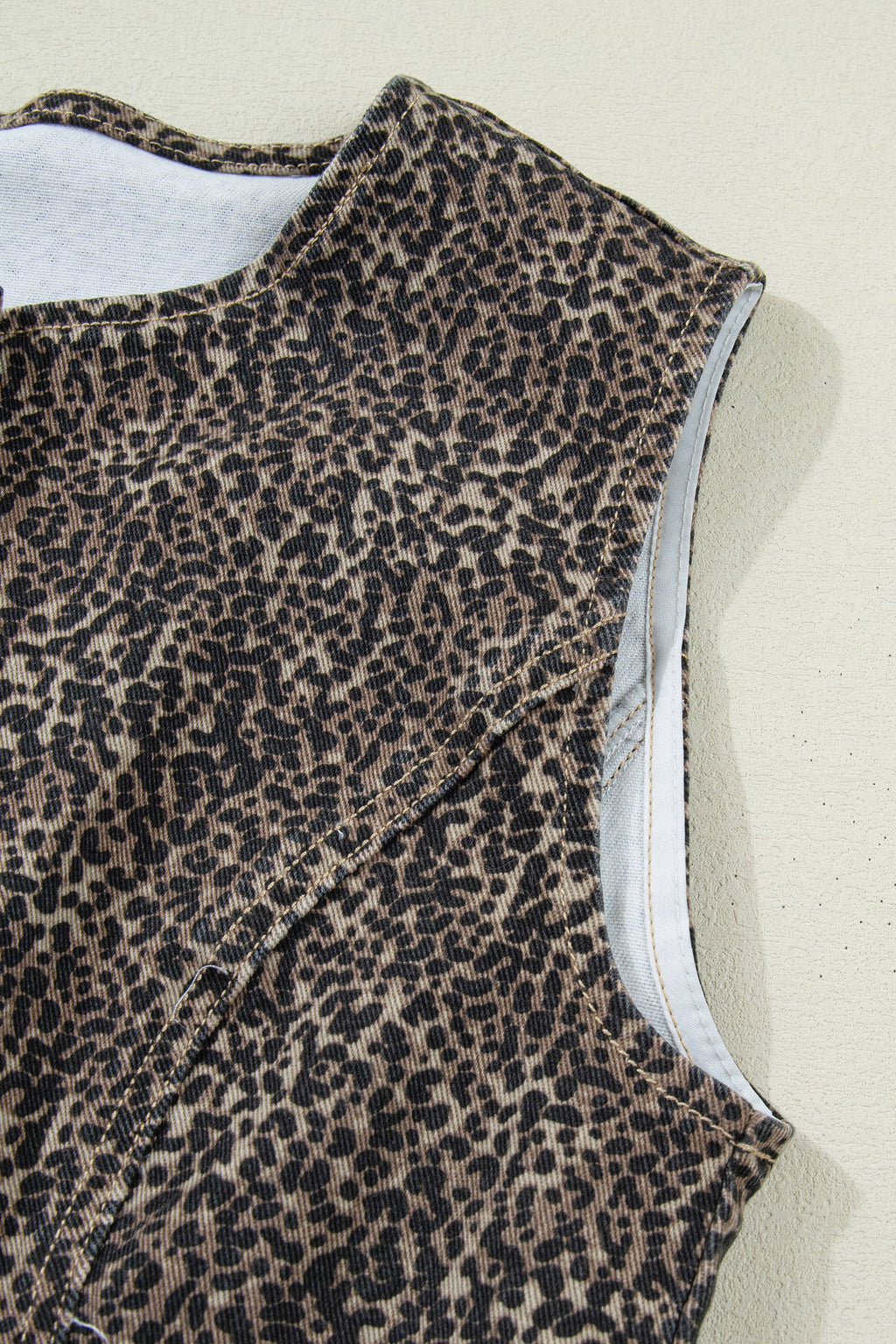 Elliana Animal Print Slim Fit Denim Vest