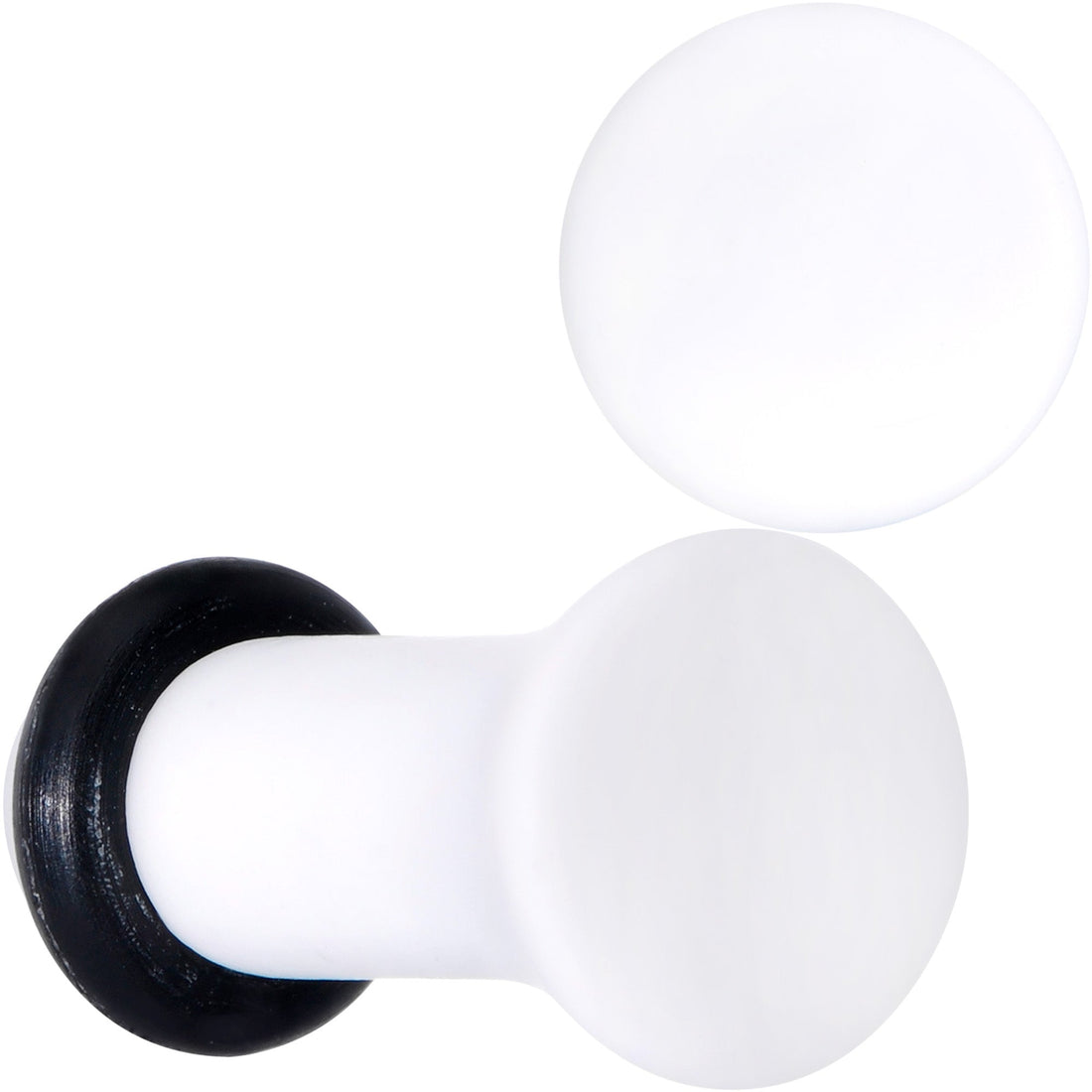 White Matte Acrylic Single Flare Plug Ear Gauge Set - Image 7