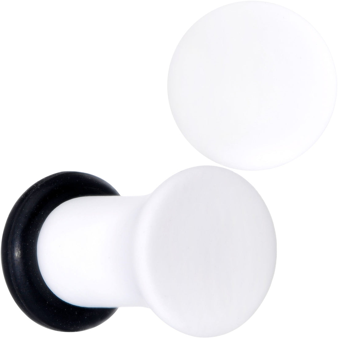 White Matte Acrylic Single Flare Plug Ear Gauge Set - Image 8