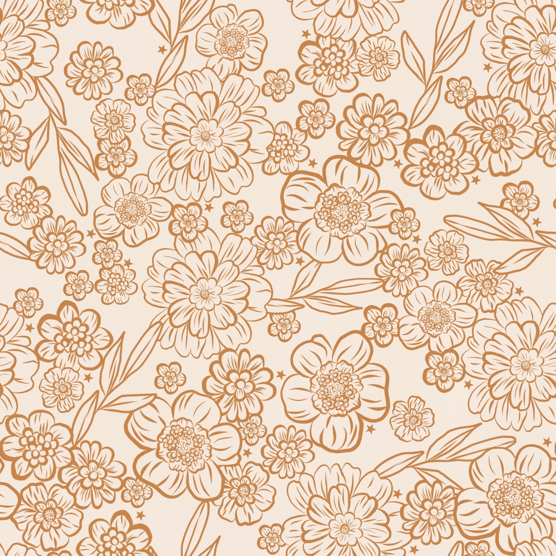 June Floral Wallpaper in Cream and Terracotta Bohemian Style