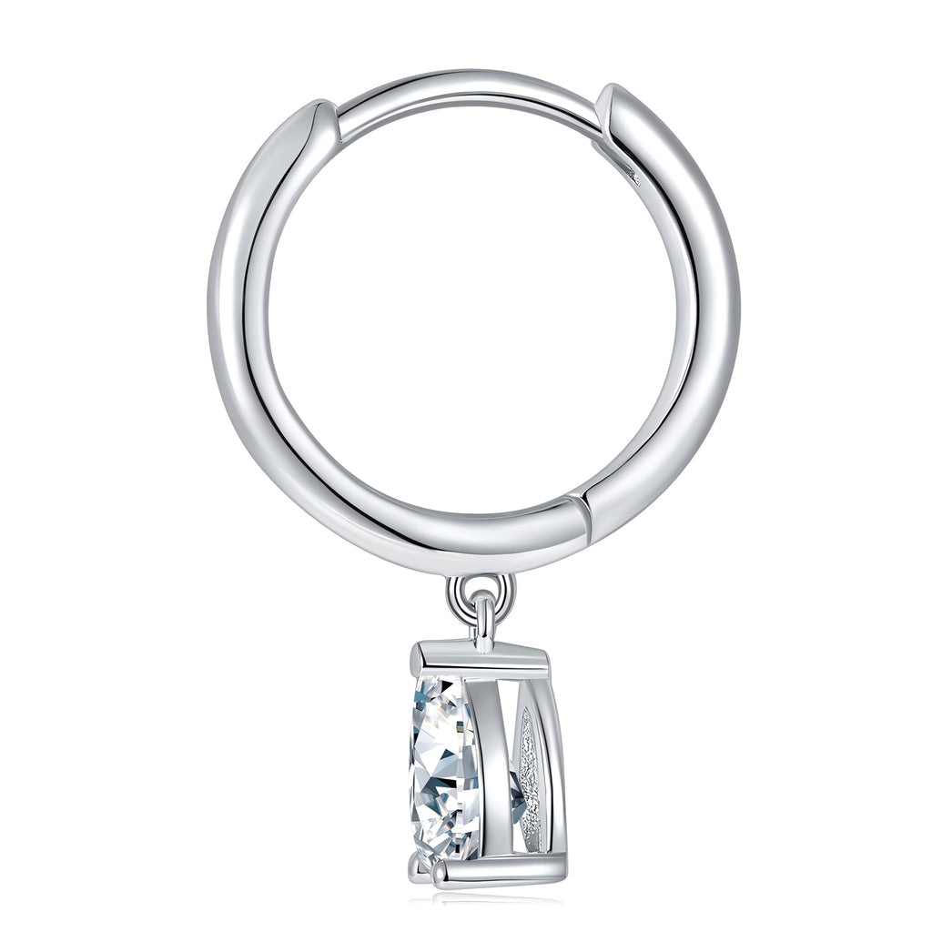 4x6mm Pear Cut Moissanite Hoop Earrings in S925 Sterling Silver