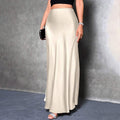 Satin High Waist Flared Midi Skirt for Weddings and Parties