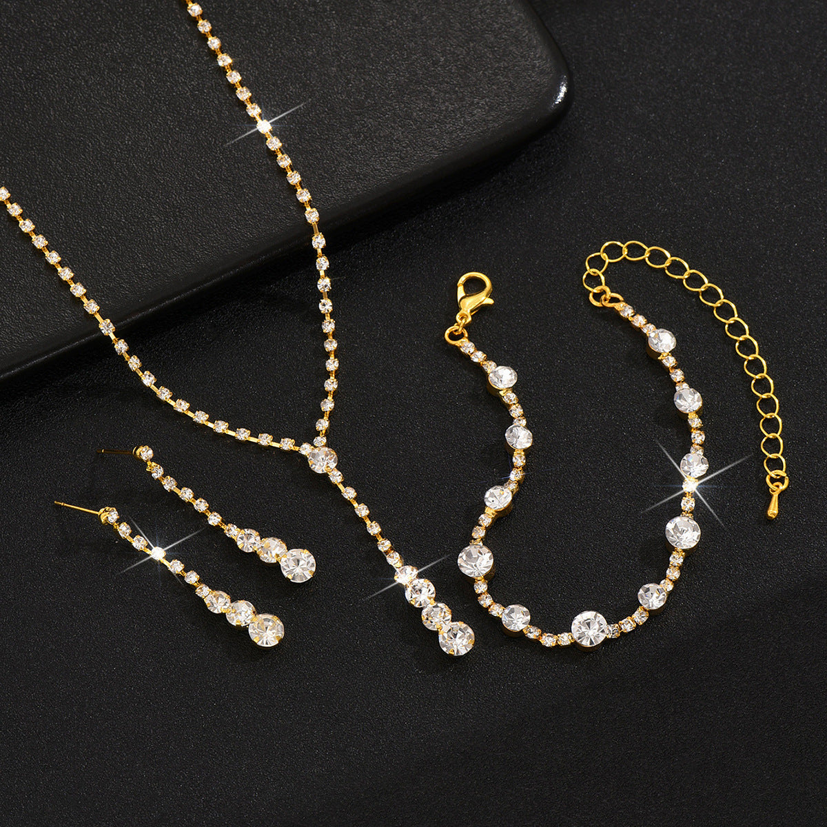 Autumn 2026 New Cross Border Fashion Wedding Wedding Photography Accessories Earrings Necklace Bracelet Suit Combination Three Pieces