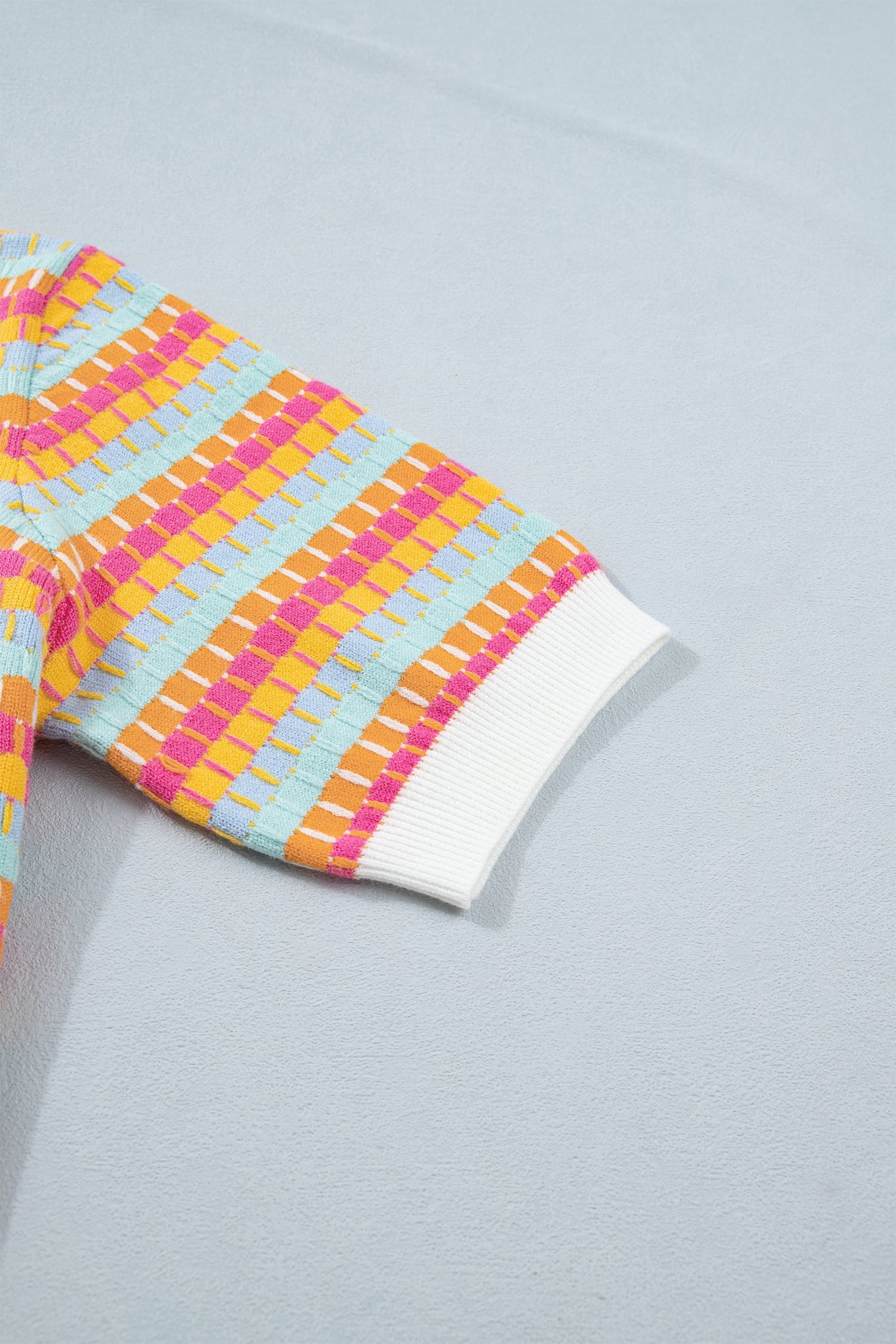 Bellamy Knit Short Sleeve Sweater Abstract Striped Crew Neck Top