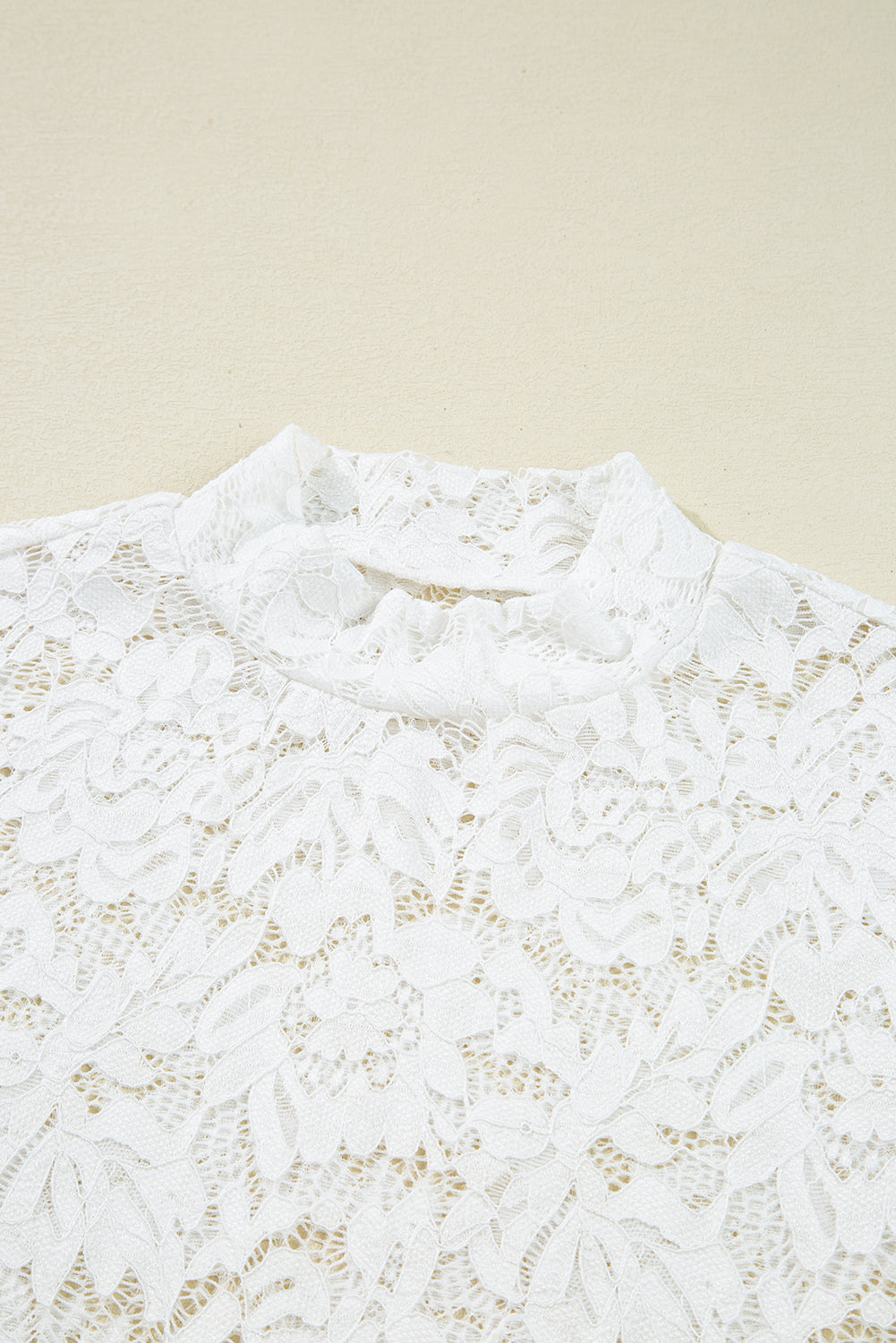 Solid Lace Crochet Bell Sleeve Blouse