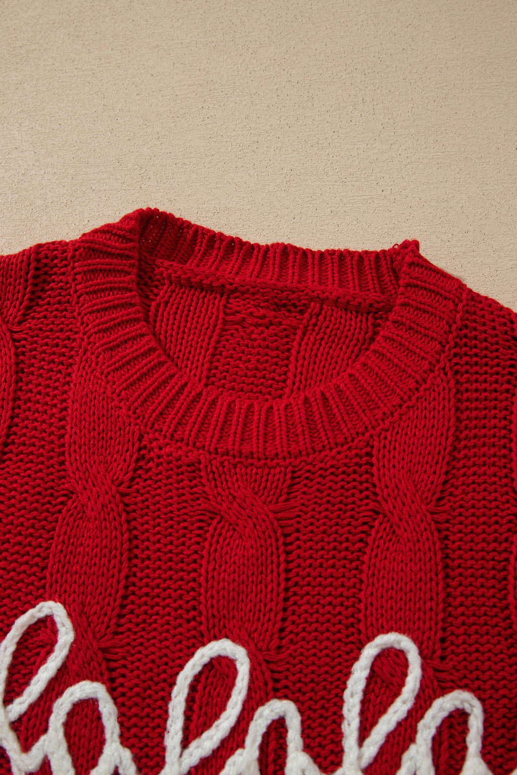 Christmas Falala Embroidered Cable Knit Sweater