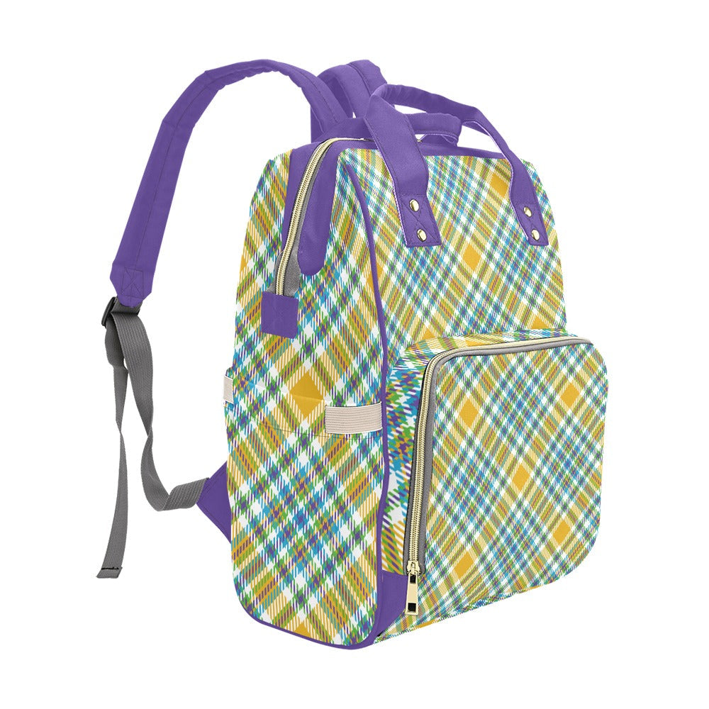 Yellow Plaid Multi-Function Backpack for School Travel and Daily - Image 7