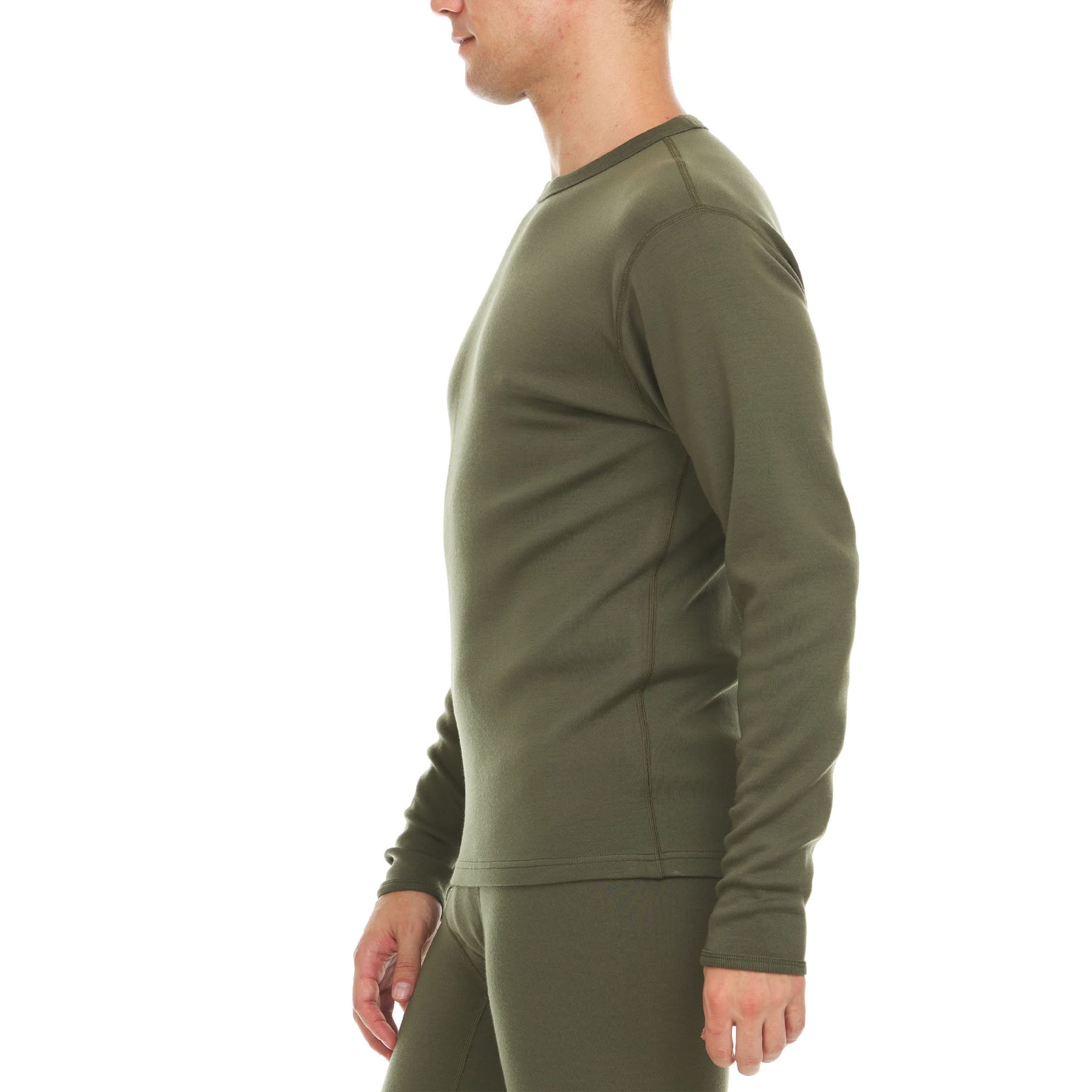 Heavyweight Merino Wool Crew Neck Long Sleeve Top for Men