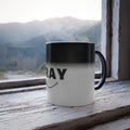 Seize the Gray color-morphing 11oz ceramic coffee mug on a clean, modern kitchen surface.