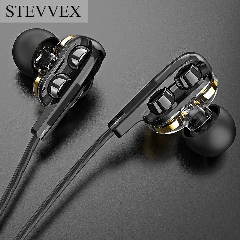 Dual Driver Wired Type-C Earphones with Mic - Black/White