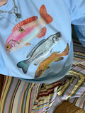 Colorful Coastal Fish Graphic Crewneck Sweatshirt | Beachy Fishing Crew | Summer Lake Life Pullover
