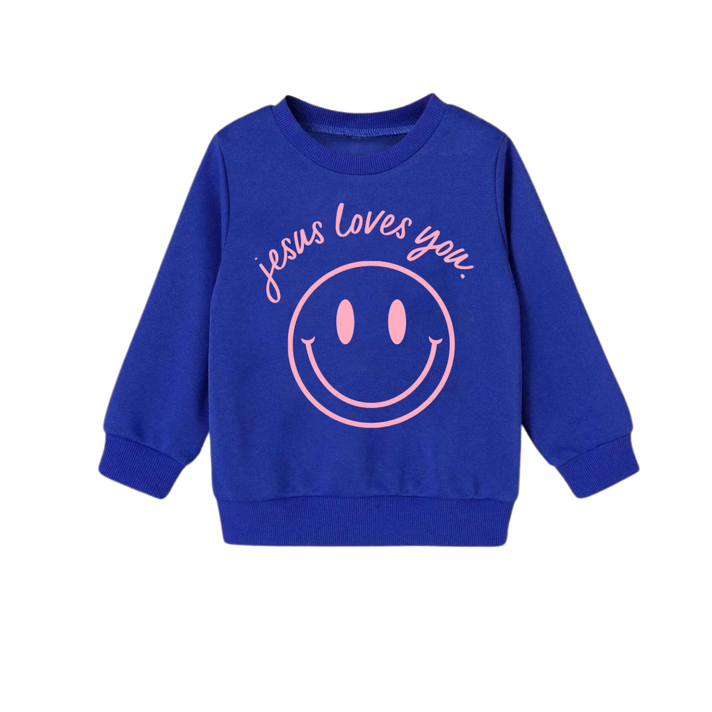 Jesus Loves You Smiley Youth Pullover - Casual Knit Sweatshirt