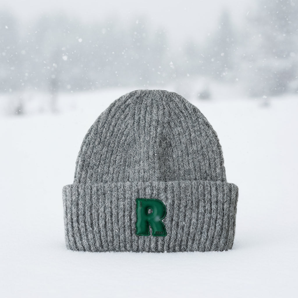 Loose Big-Head Woolen Cap with Letter Design — Oversize Winter Wool Hat