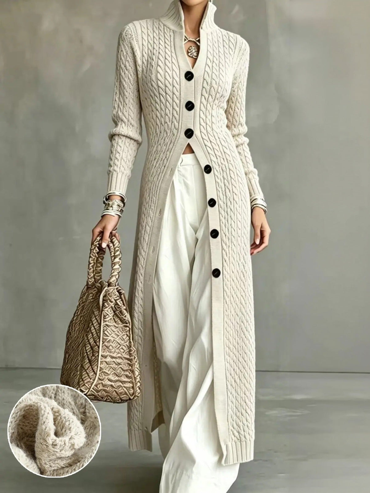 Women's Long Button-Front Knit Cardigan