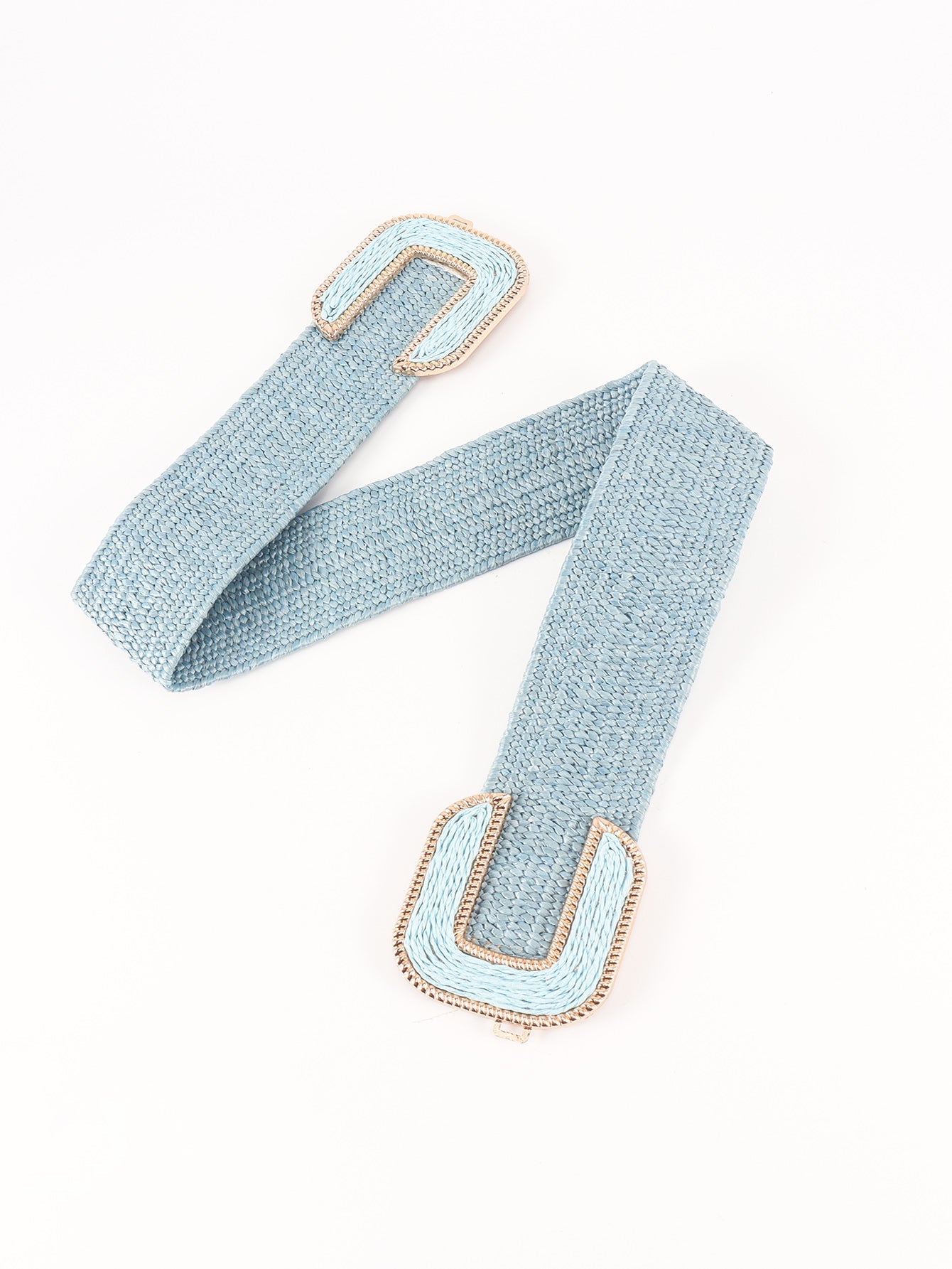 Wide Braid Stretch Belt with Statement Buckle in Sage Green