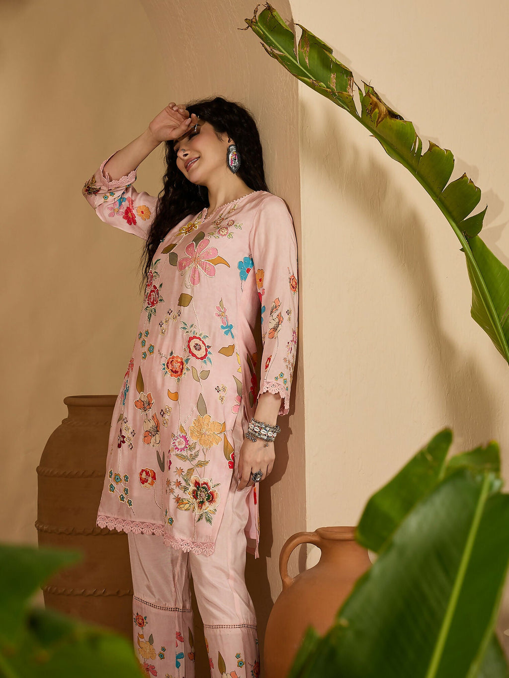 Printed Pink Pure Cotton Co-ord Set for Women