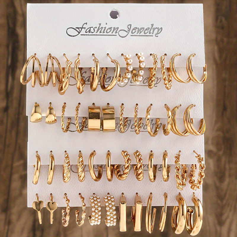 Modern Geometric Square Earrings Set – Minimalist Metal Jewelry