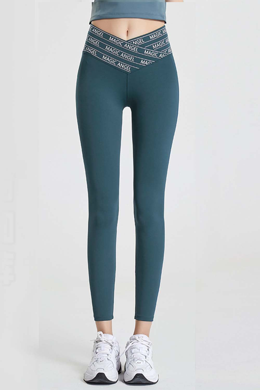 Black Slogan Print High Waist Sports Leggings for Activewear - Image 13