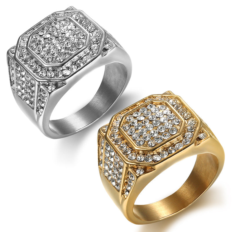 Full-Crystal Luxury Hip-Hop Men's Ring