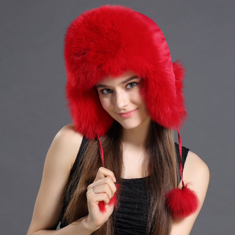 Women’s Plush Faux Fox Fur Lei Feng Hat Winter Ear Warmers - Image 6