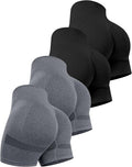 CHRLEISURE Women's 4 Packs Workout Gym Shorts, High Waisted Butt Lifting Scrunch Butt Seamless Booty Shorts