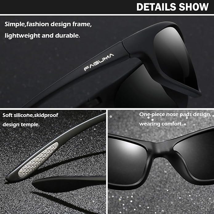 FAGUMA Polarized Sports Sunglasses For Men Cycling Driving Fishing UV400 Protection