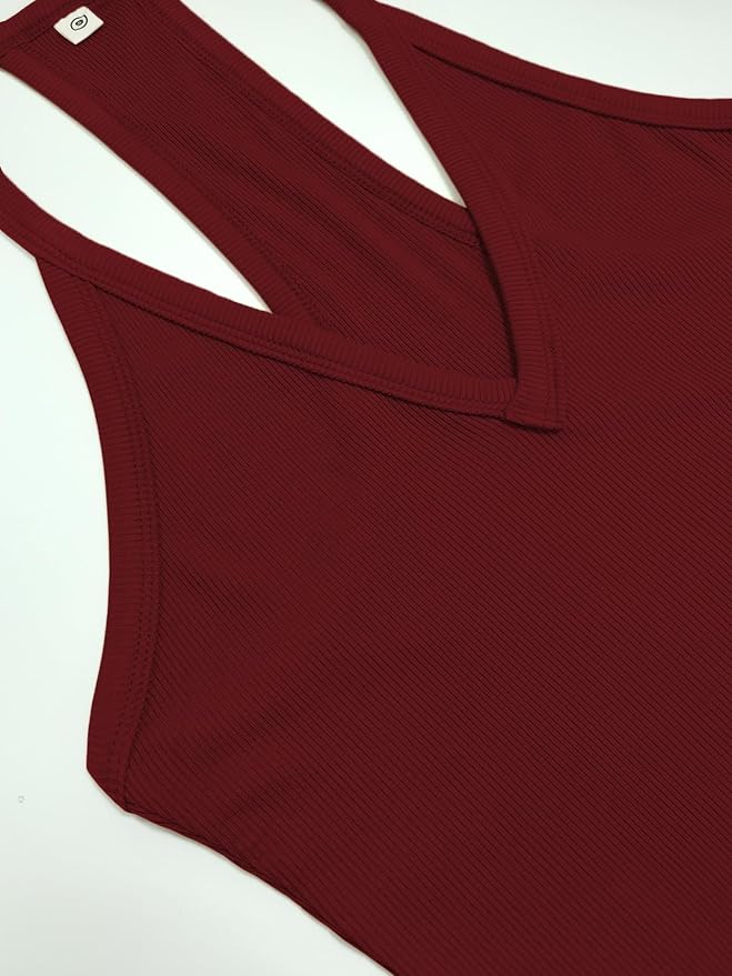 iGENJUN Workout Tops for Women Racerback Basic Tank Summer 2025 Camisole V Neck Slim Fit Ribbed Sleeveless