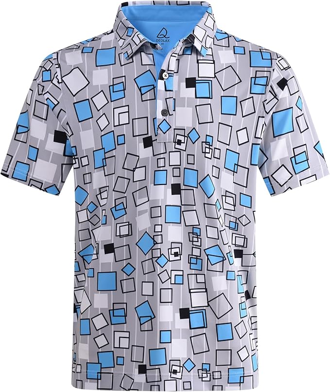 Men's Quick Dry Performance Polo Shirt - Athletic Print Golf Top