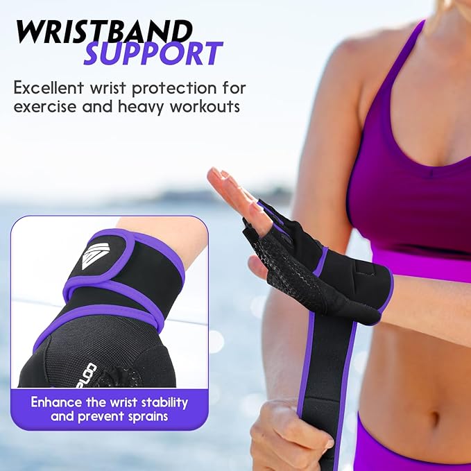 Workout Gloves Gym Gloves Weight Lifting Gloves for Men Women with Full Palm Pad,Strong Wrist Wraps Support,Enhanced Grip,for Fitness,Training,Weightlifting,Exercise