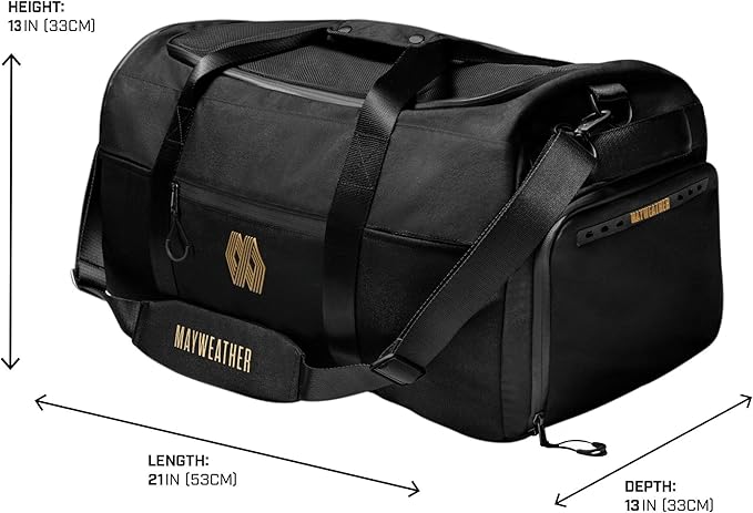 Hayabusa Mayweather Airstream Duffle Gym Bag for Women and Men - Black/Gold, 50L